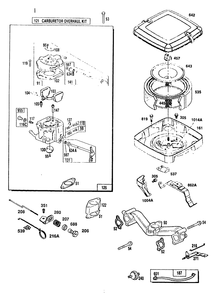 Carburetor And Air Filter Diagram and Parts List for 9163-1-4W113C  Briggs and Stratton Generator